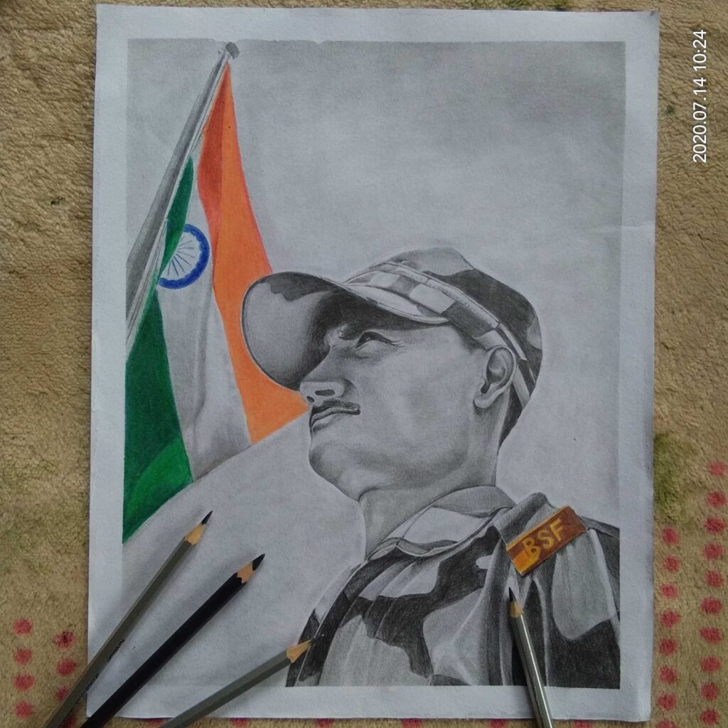 Pencil sketch of militant